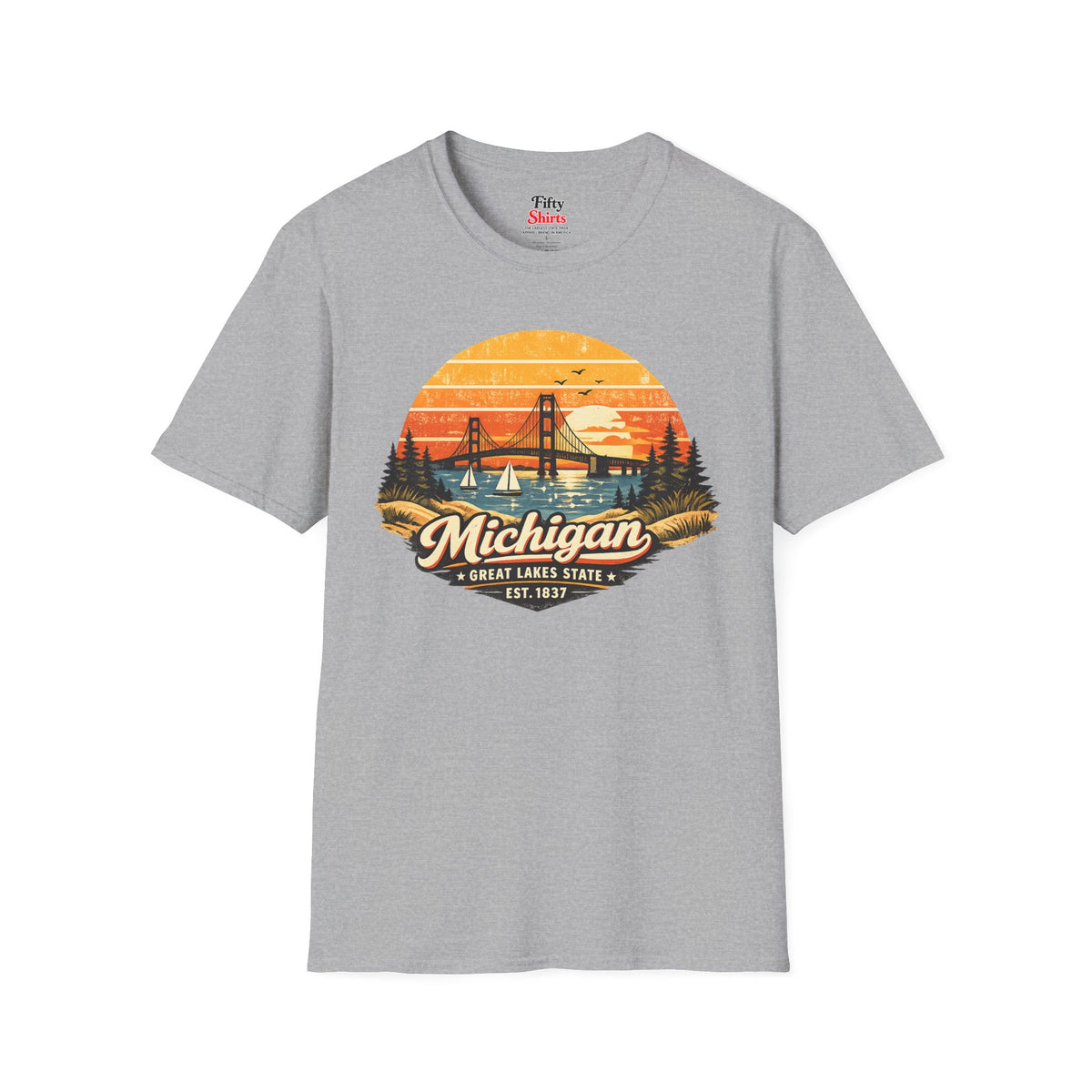 Michigan Lakeside Sunset Unisex Softstyle T Shirt State Pride Graphic Tee Collections FS03
