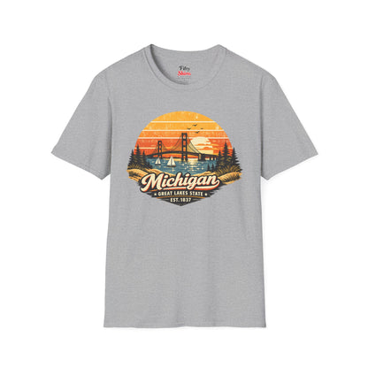 Michigan Lakeside Sunset Unisex Softstyle T Shirt State Pride Graphic Tee Collections FS03