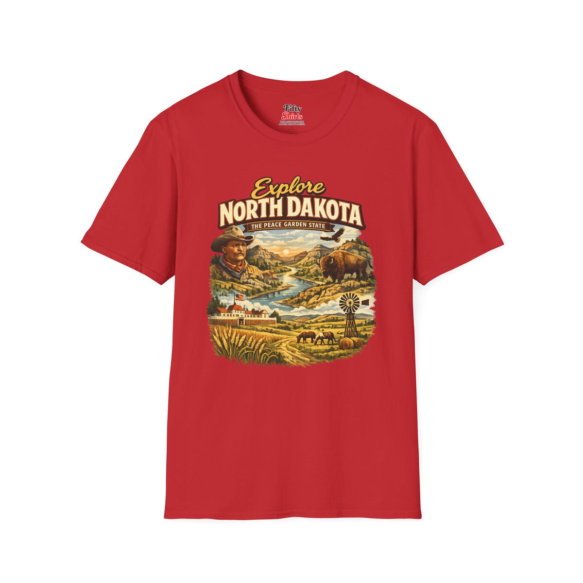Explore North Dakota Unisex Softstyle T Shirt State Pride Graphic Tee Collections FS03