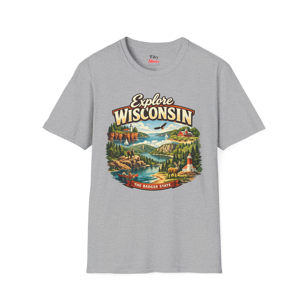 Explore Wisconsin Unisex Softstyle T Shirt State Pride Graphic Tee Collections FS03
