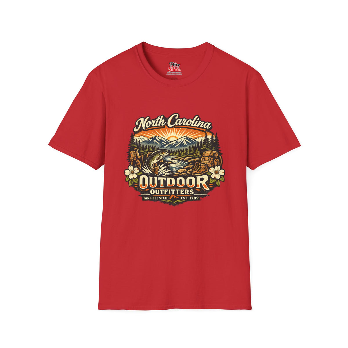 North Carolina Outdoor Outfitters Unisex Softstyle T Shirt State Pride Graphic Tee Collections FS03