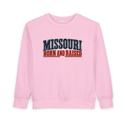 Missouri Born and Raised Old-School Americana Unisex Toddler Sweatshirt Graphic
