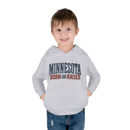 Minnesota Born and Raised Rustic Americana Unisex Toddler Pullover Fleece Hoodie