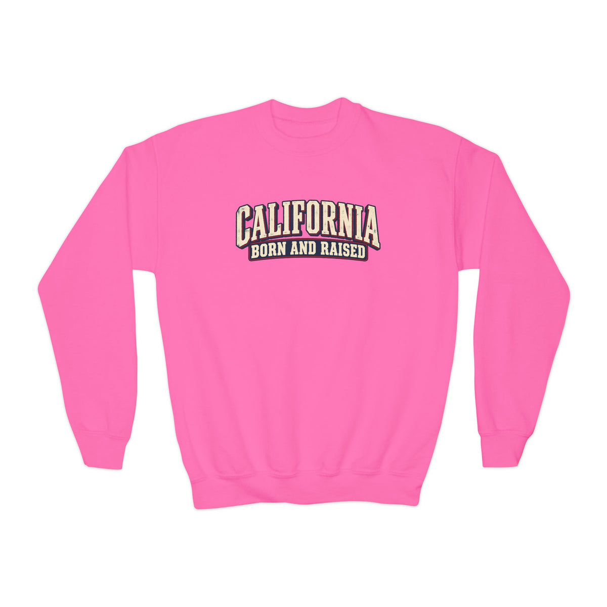 California Born and Raised Old-School Americana Unisex Youth Crewneck Sweatshirt Graphic