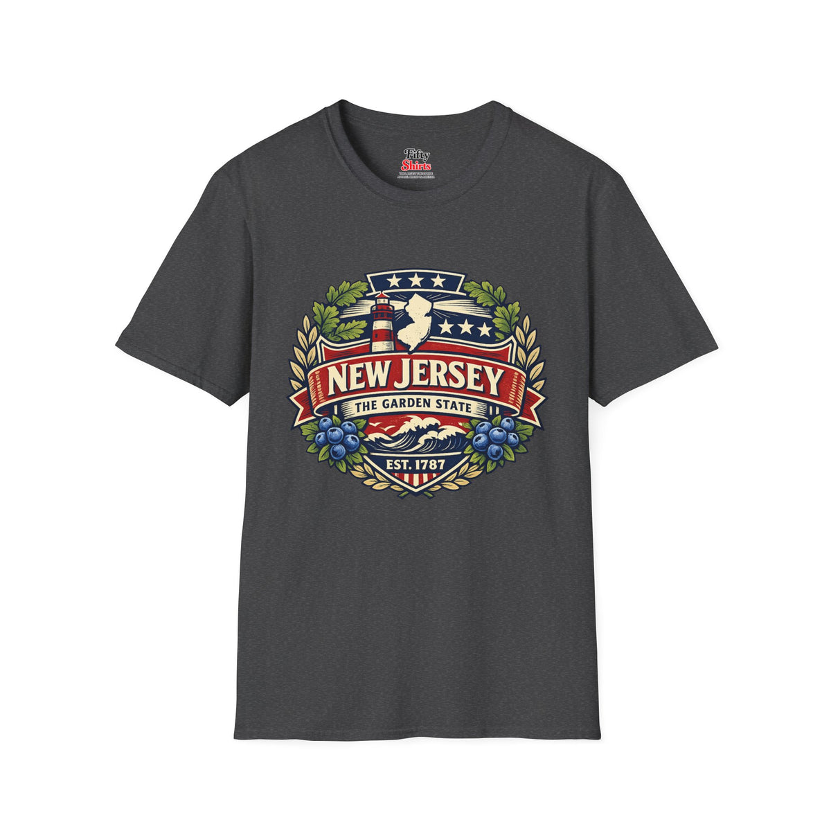 New Jersey Heritage Badge Unisex Softstyle T Shirt State Pride Graphic Tee Collections FS03