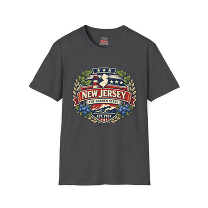 New Jersey Heritage Badge Unisex Softstyle T Shirt State Pride Graphic Tee Collections FS03