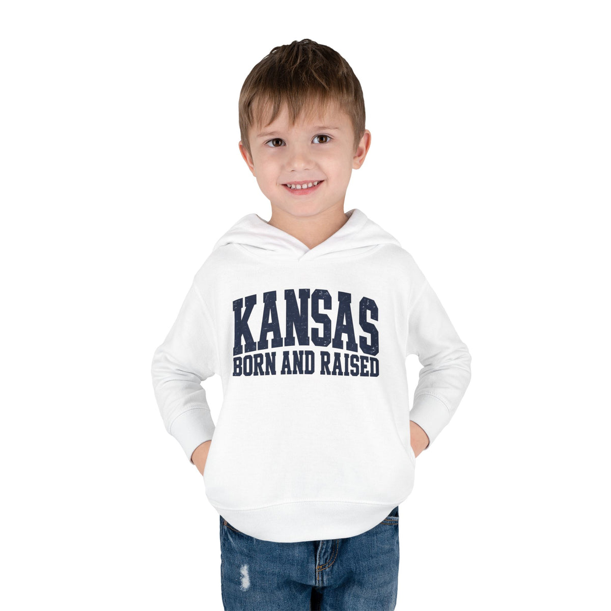 Kansas Born and Raised Bold Athletic Unisex Toddler Pullover Fleece Hoodie