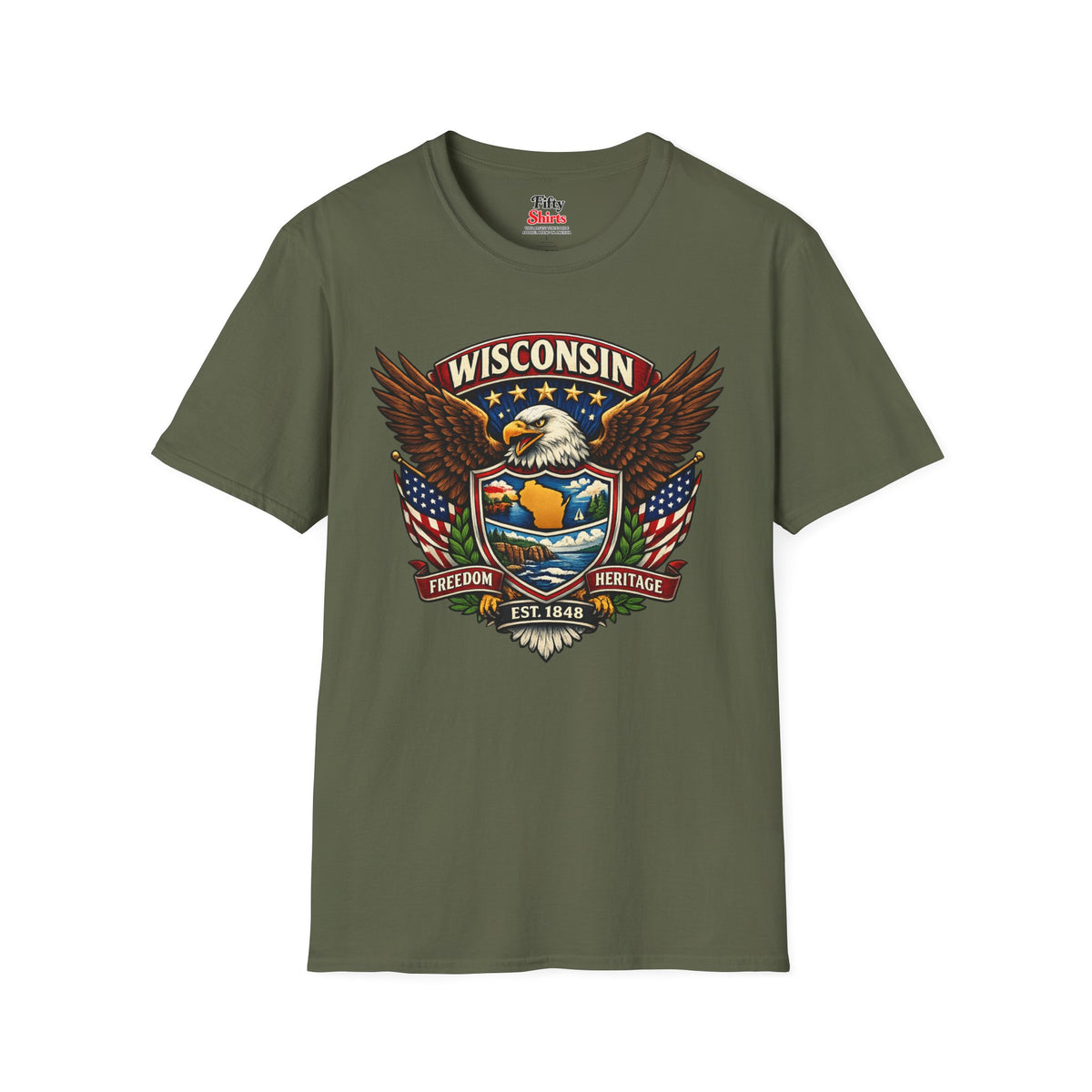 Wisconsin Americana Eagle Unisex Softstyle T Shirt State Pride Graphic Tee Collections FS03