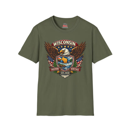 Wisconsin Americana Eagle Unisex Softstyle T Shirt State Pride Graphic Tee Collections FS03