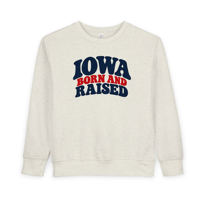 Iowa Born and Raised Retro 1970s Unisex Toddler Sweatshirt