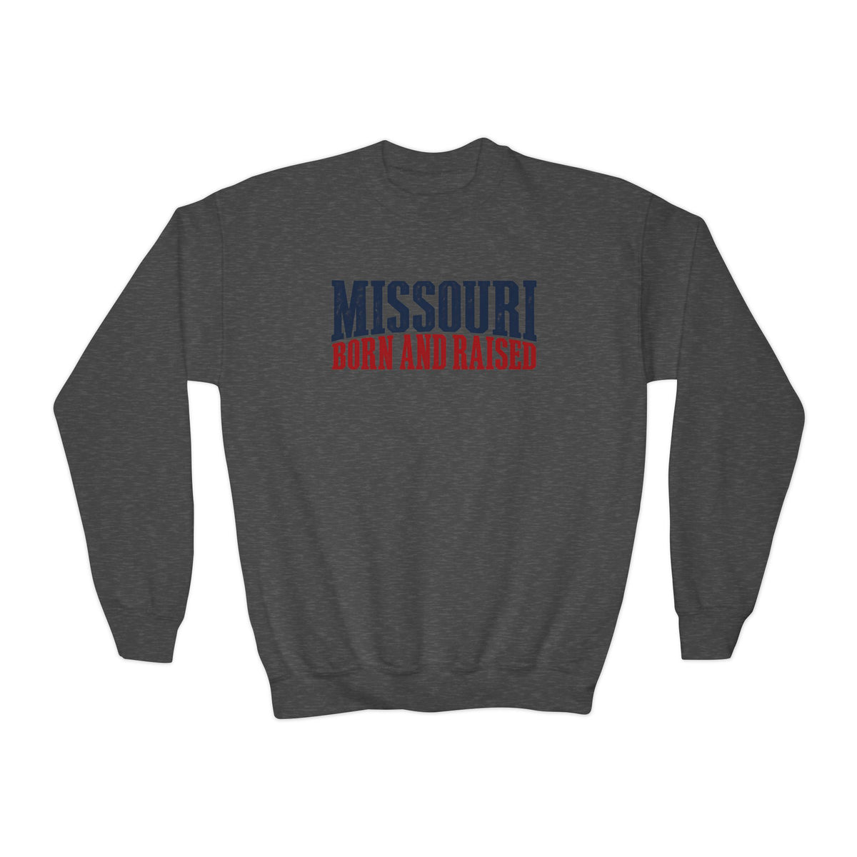 Missouri Born and Raised Premium Heritage Unisex Youth Crewneck Sweatshirt Graphic