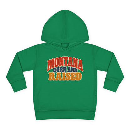Montana Born and Raised Retro 1970s Unisex Toddler Pullover Fleece Hoodie