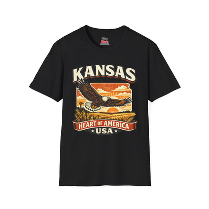Heart of America Kansas Unisex Softstyle T Shirt State Pride Graphic Tee Collections FS03