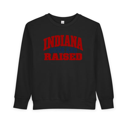 Indiana Born and Raised Rustic Americana Unisex Toddler Sweatshirt