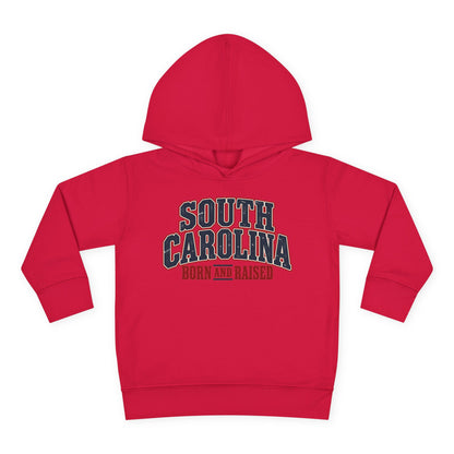 South Carolina Born and Raised Southern Americana Unisex Toddler Pullover Fleece Hoodie