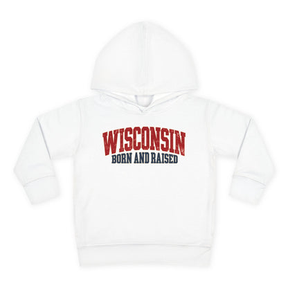 Wisconsin Born and Raised Midwest Heritage Unisex Toddler Pullover Fleece Hoodie