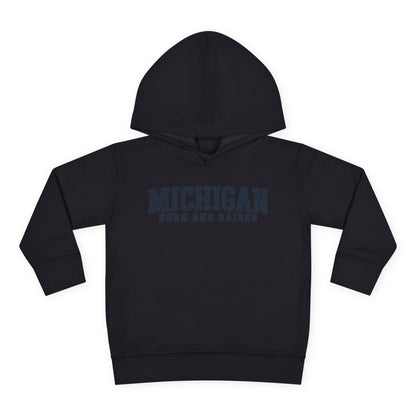 Michigan Born and Raised Rustic Midwest Unisex Toddler Pullover Fleece Hoodie
