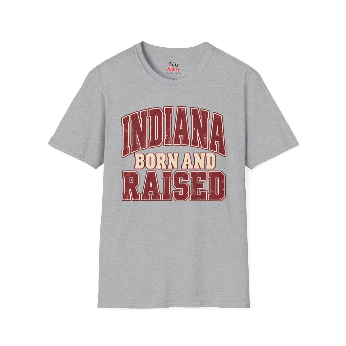 Indiana Born and Raised Unisex Softstyle T Shirt State Name Graphic Tee