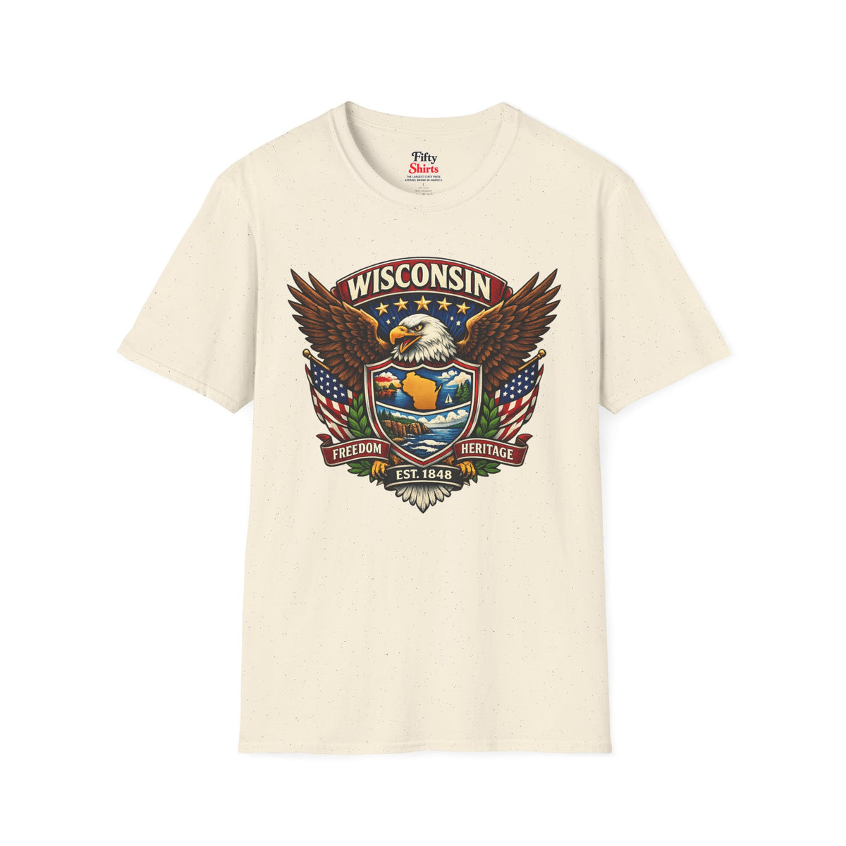 Wisconsin Americana Eagle Unisex Softstyle T Shirt State Pride Graphic Tee Collections FS03