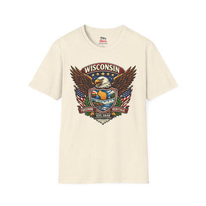 Wisconsin Americana Eagle Unisex Softstyle T Shirt State Pride Graphic Tee Collections FS03