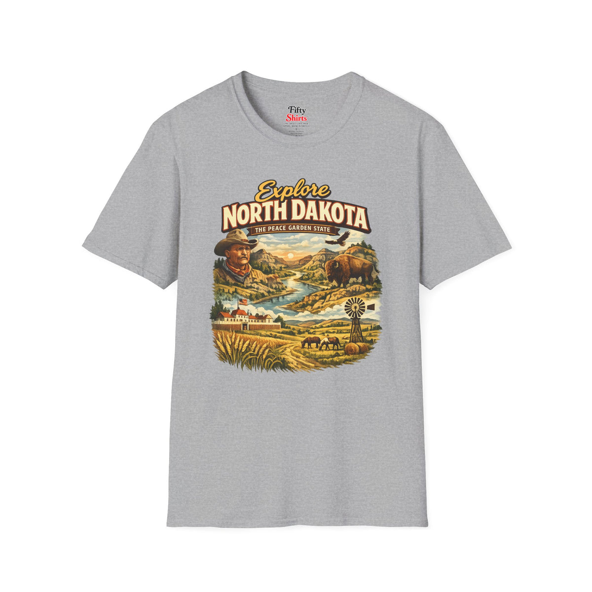 Explore North Dakota Unisex Softstyle T Shirt State Pride Graphic Tee Collections FS03