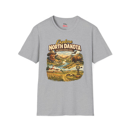Explore North Dakota Unisex Softstyle T Shirt State Pride Graphic Tee Collections FS03