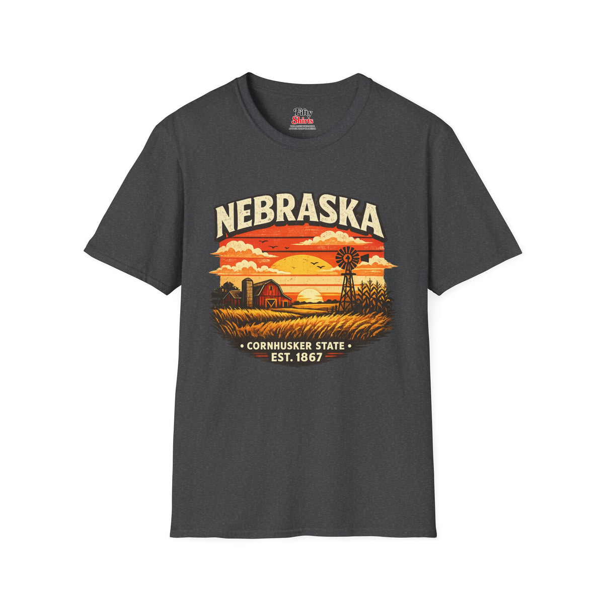Nebraska Prairie Sunset Unisex Softstyle T Shirt State Pride Graphic Tee Collections FS03