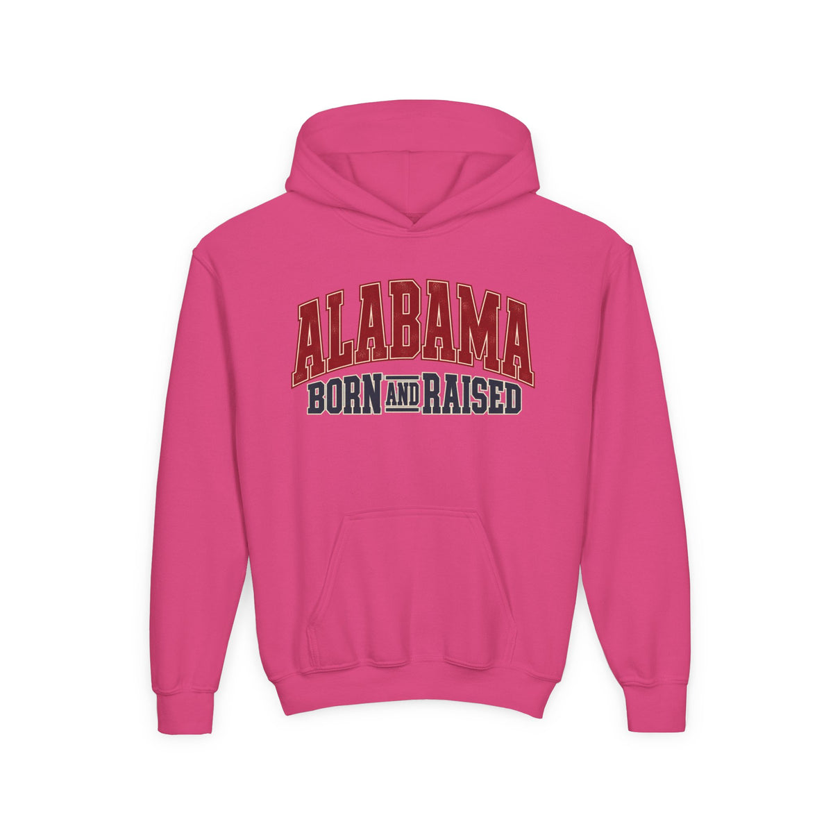 Alabama Born and Raised Vintage Athletic Heritage Unisex Youth Heavy Blend Hooded Sweatshirt Graphic