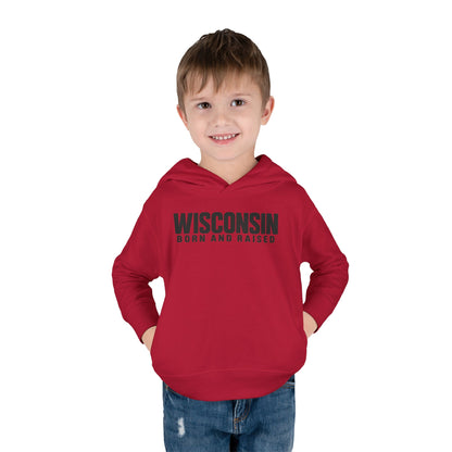 Wisconsin Born and Raised Minimal Modern Unisex Toddler Pullover Fleece Hoodie