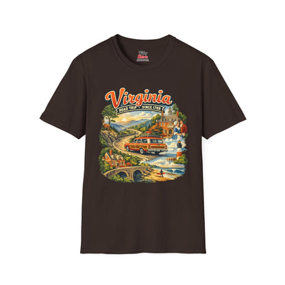 Virginia Road Trip Unisex Softstyle T Shirt State Pride Graphic Tee Collections FS03