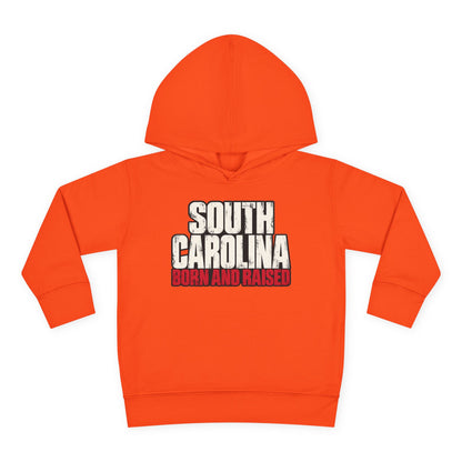 South Carolina Born and Raised Southern Streetwear Unisex Toddler Pullover Fleece Hoodie