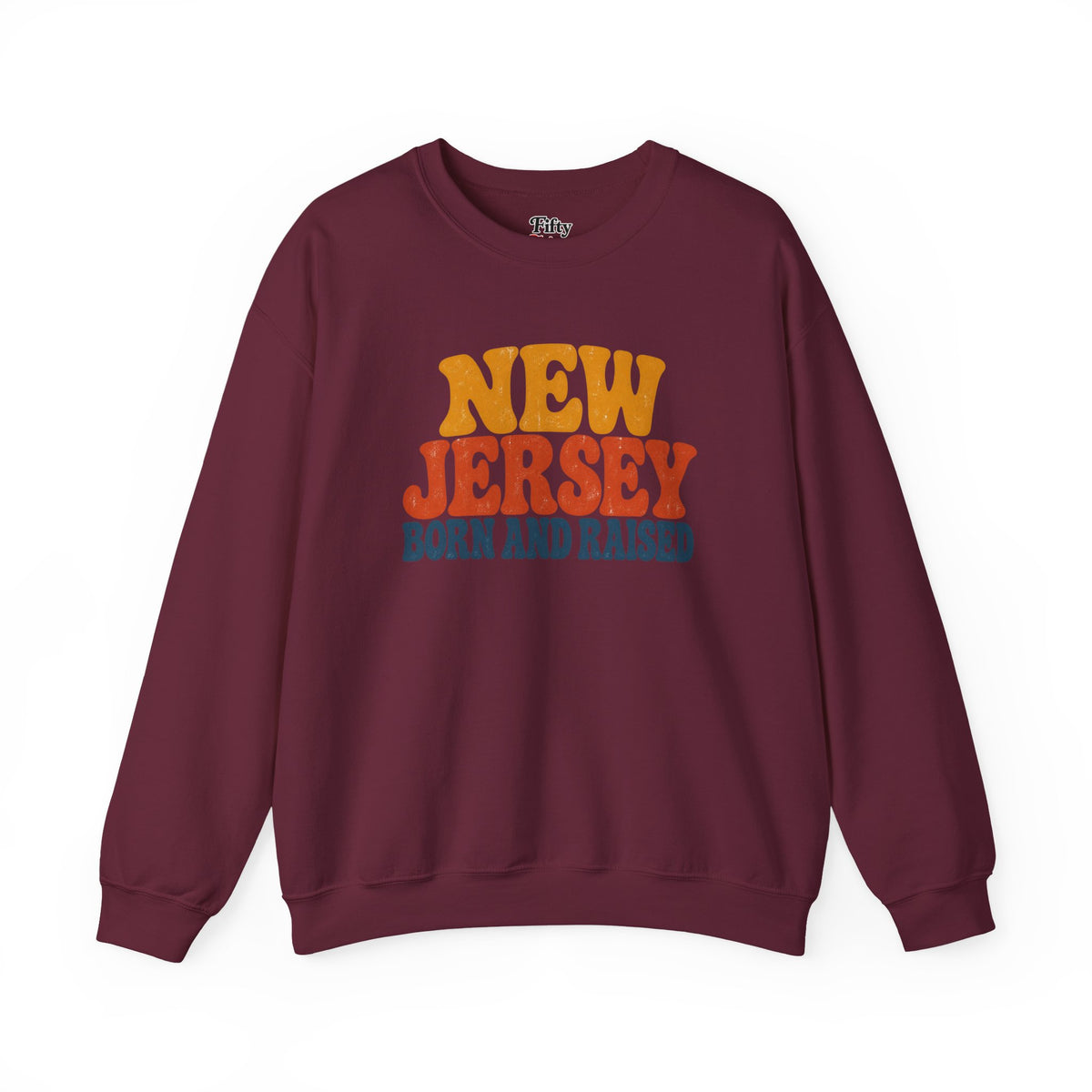 New Jersey Born and Raised Retro 1970s Unisex Sweatshirt Graphic