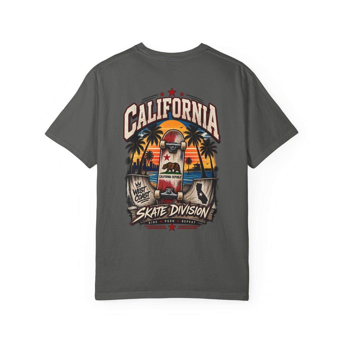 California Skate Division  Unisex Comfort Color 1717 Streetwear Graphic Tee