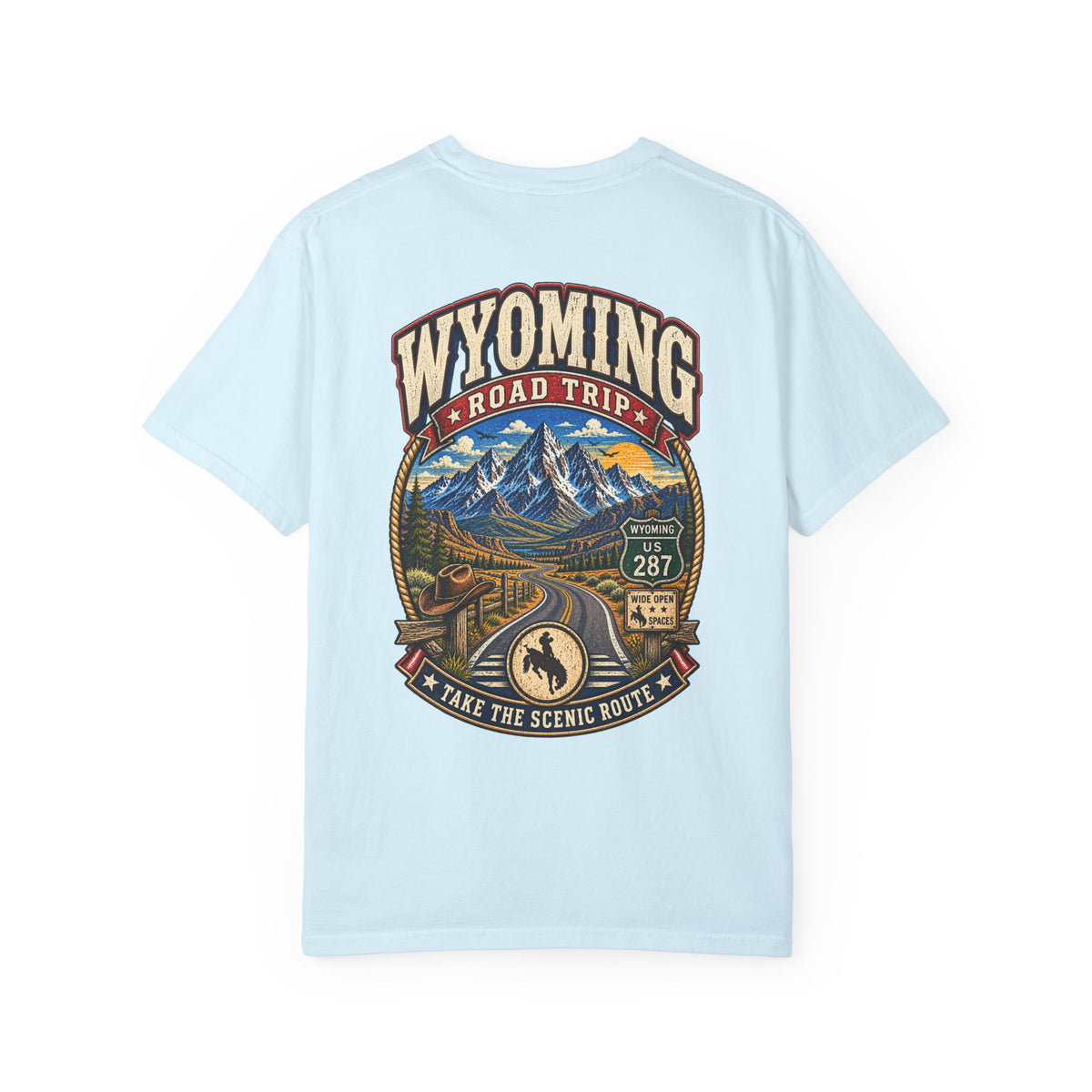 Wyoming Roadtrip Unisex Comfort Color 1717 Streetwear Graphic Tee