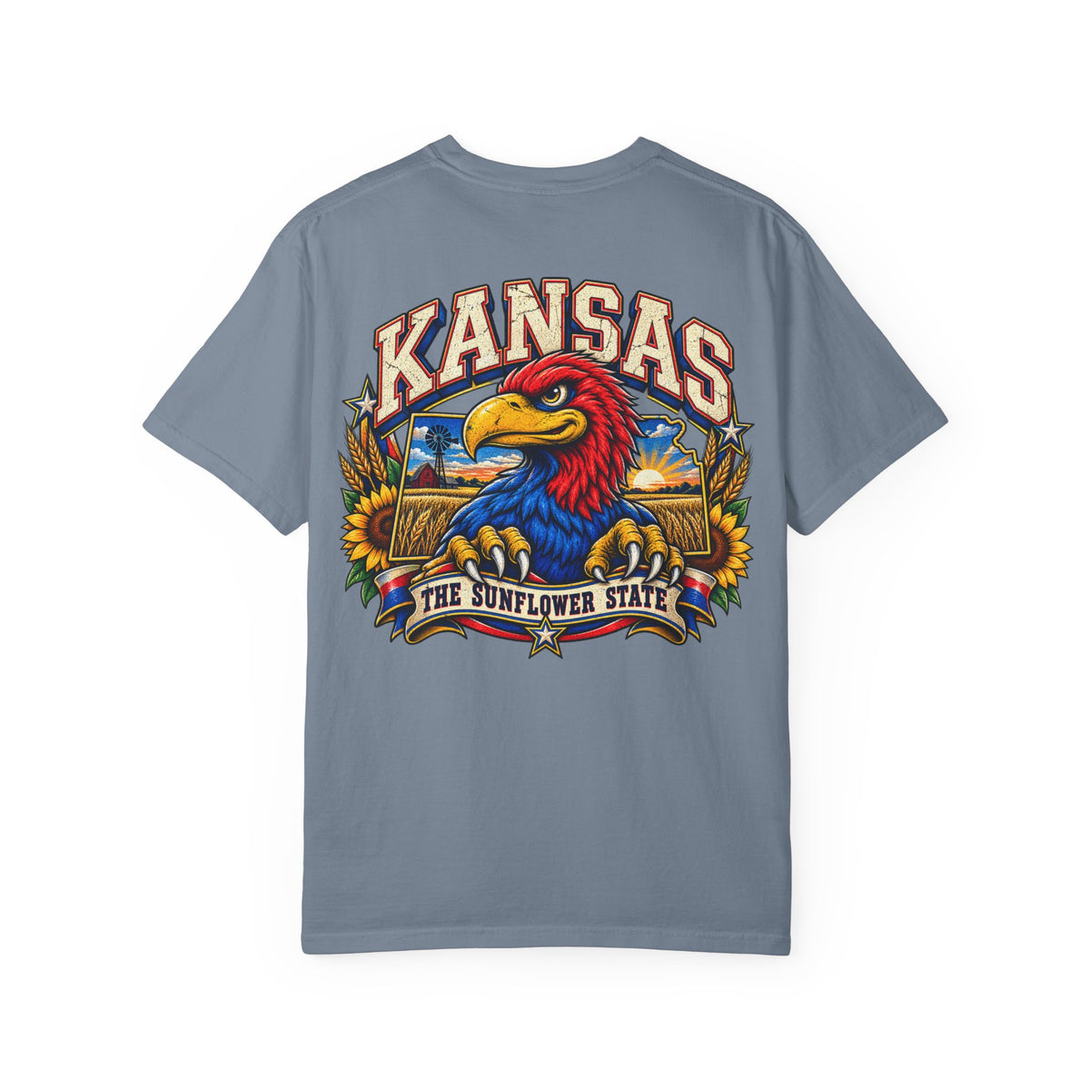 Kansas Jayhawk Emblem Unisex Comfort Color 1717 Streetwear Graphic Tee
