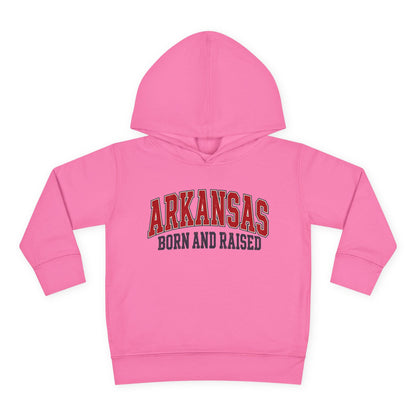 Arkansas Born and Raised Vintage Athletic Heritage Unisex Toddler Pullover Fleece Hoodie