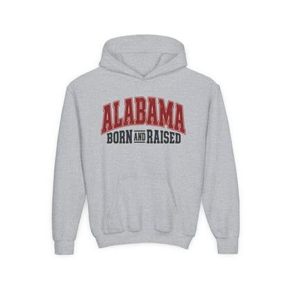 Alabama Born and Raised Vintage Athletic Heritage Unisex Youth Heavy Blend Hooded Sweatshirt Graphic