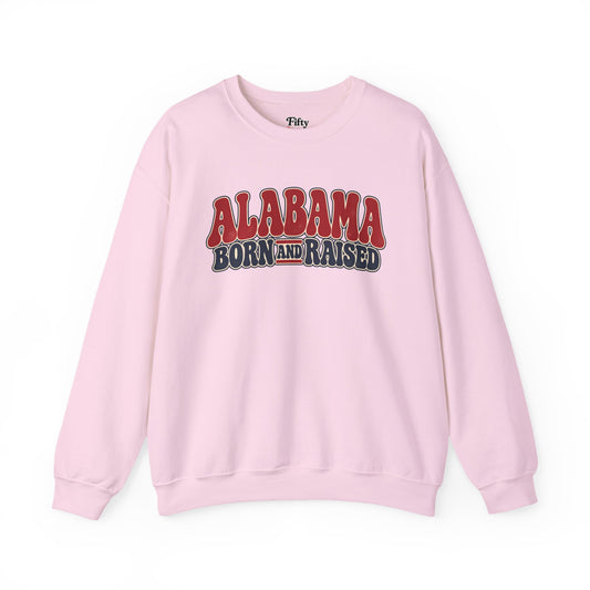 Alabama Born and Raised Retro 1970s Americana Unisex Sweatshirt Graphic