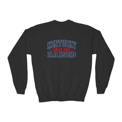 Kentucky Born and Raised Southern Heritage Unisex Youth Crewneck Sweatshirt Graphic