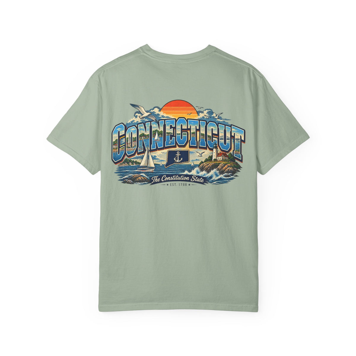 Connecticut Coastline  Unisex Comfort Color 1717 Streetwear Graphic Tee