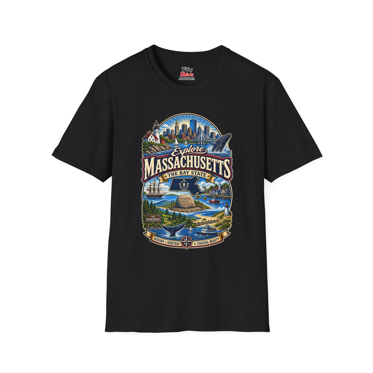 Explore Massachusetts Unisex Softstyle T Shirt State Pride Graphic Tee Collections FS03