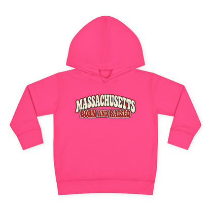 Massachusetts Born and Raised Retro 1970s Unisex Toddler Pullover Fleece Hoodie