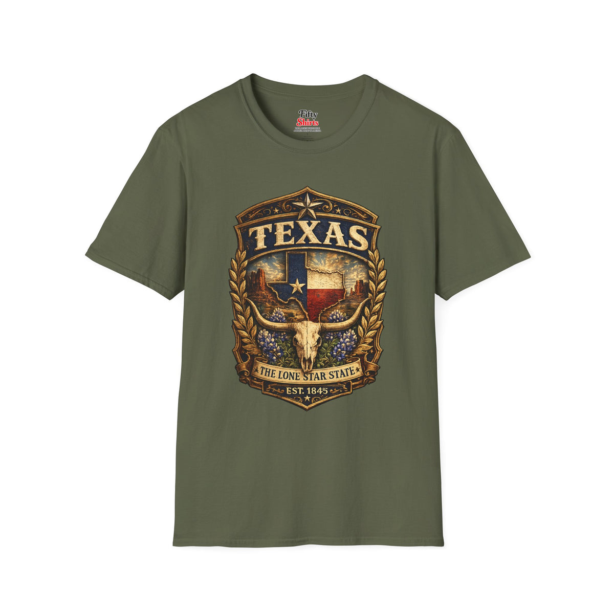 Texas Heritage Badge Unisex Softstyle T Shirt State Pride Graphic Tee Collections FS03