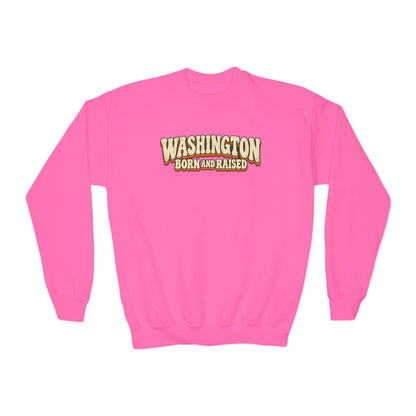 Washington Born and Raised Vintage 1970s Unisex Youth Crewneck Sweatshirt Graphic