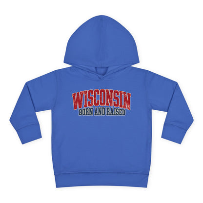 Wisconsin Born and Raised Midwest Heritage Unisex Toddler Pullover Fleece Hoodie