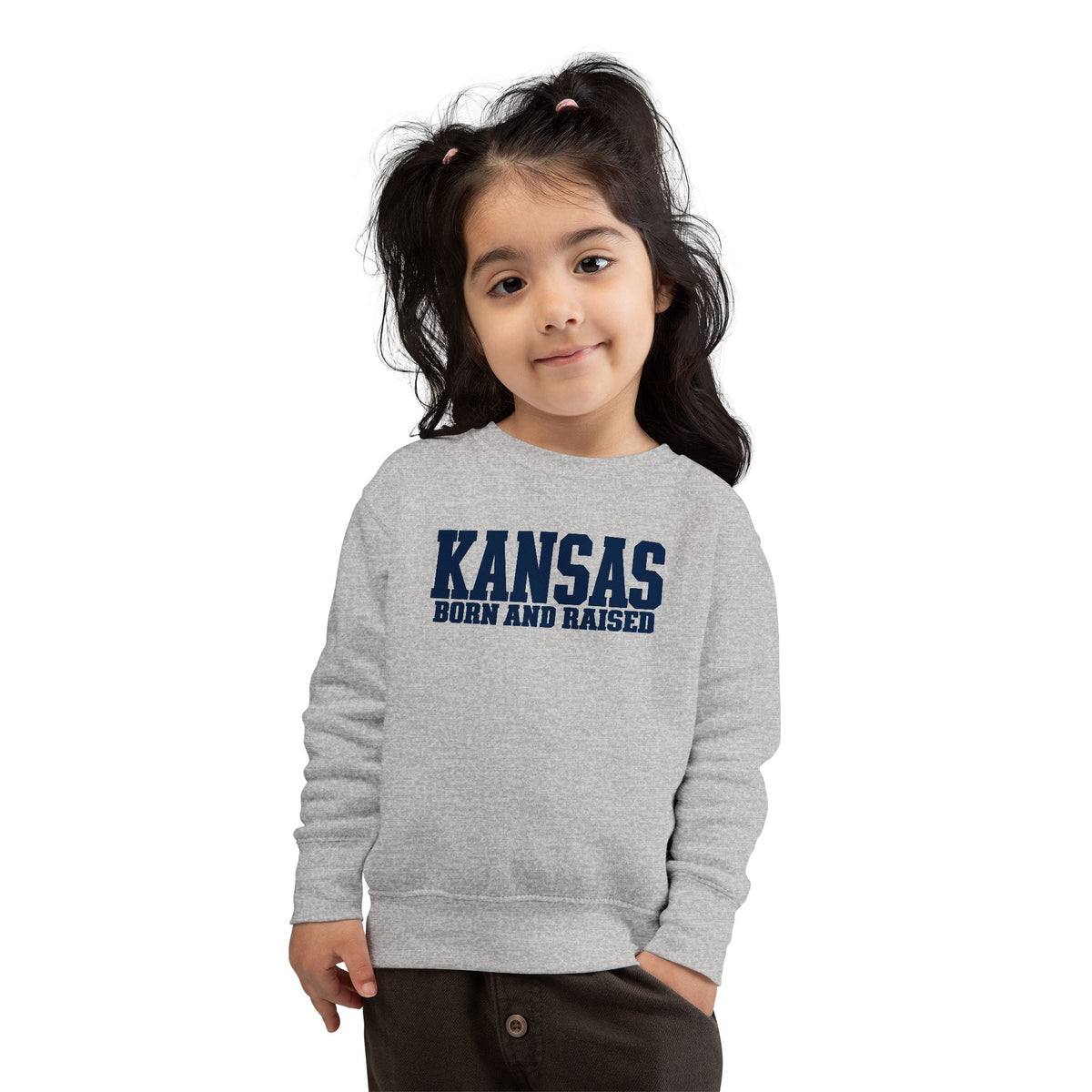 Kansas Born and Raised  Premium Streetwear Unisex Toddler Sweatshirt