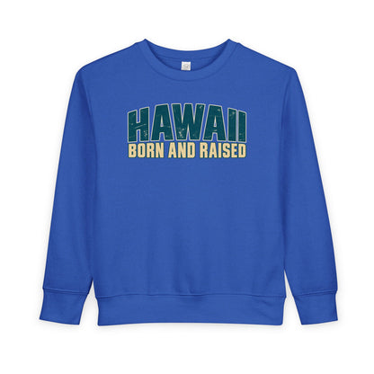 Hawaii Born and Raised Premium Surf Unisex Toddler Sweatshirt