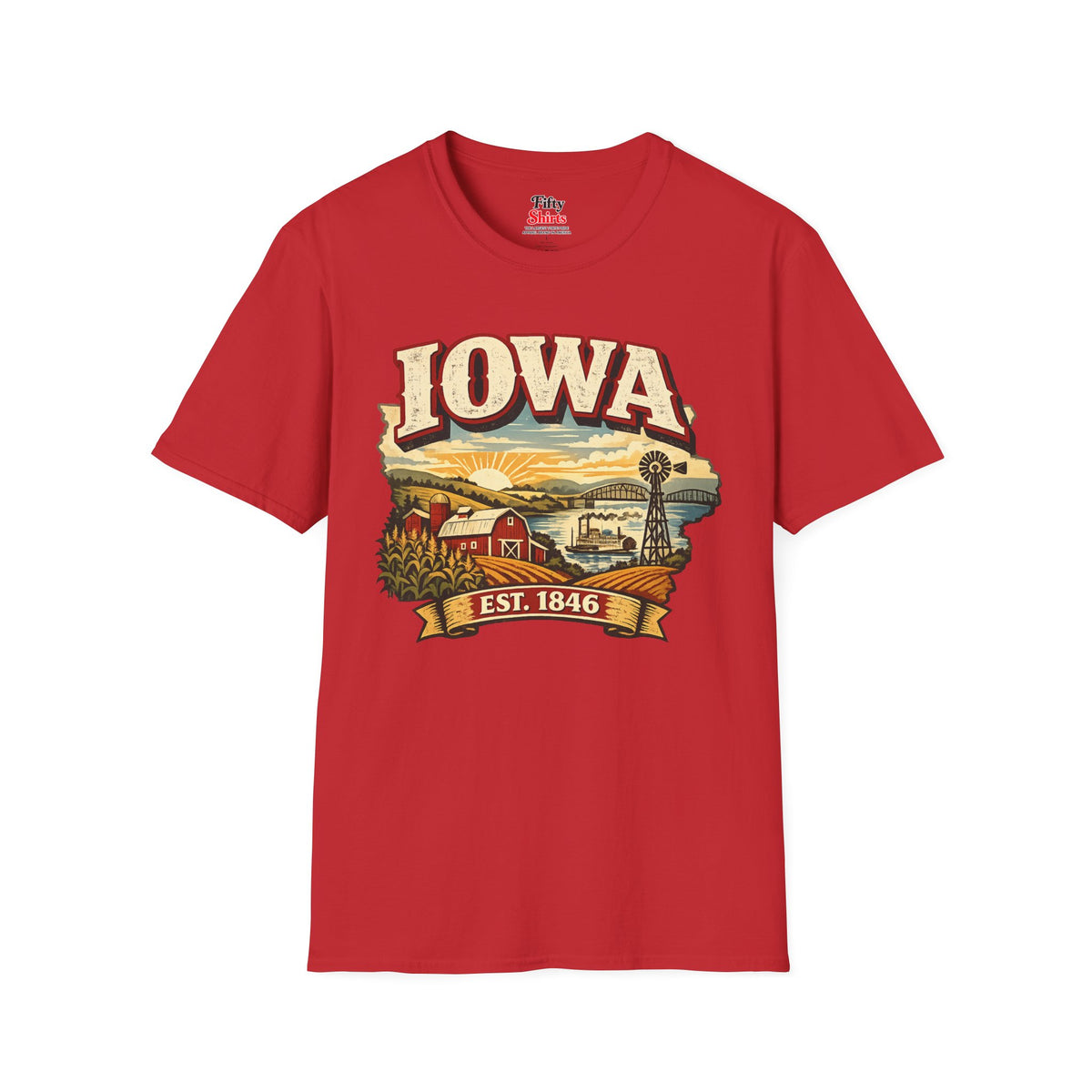 Vintage Iowa Heritage Unisex Softstyle T Shirt State Pride Graphic Tee Collections FS03