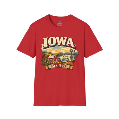 Vintage Iowa Heritage Unisex Softstyle T Shirt State Pride Graphic Tee Collections FS03