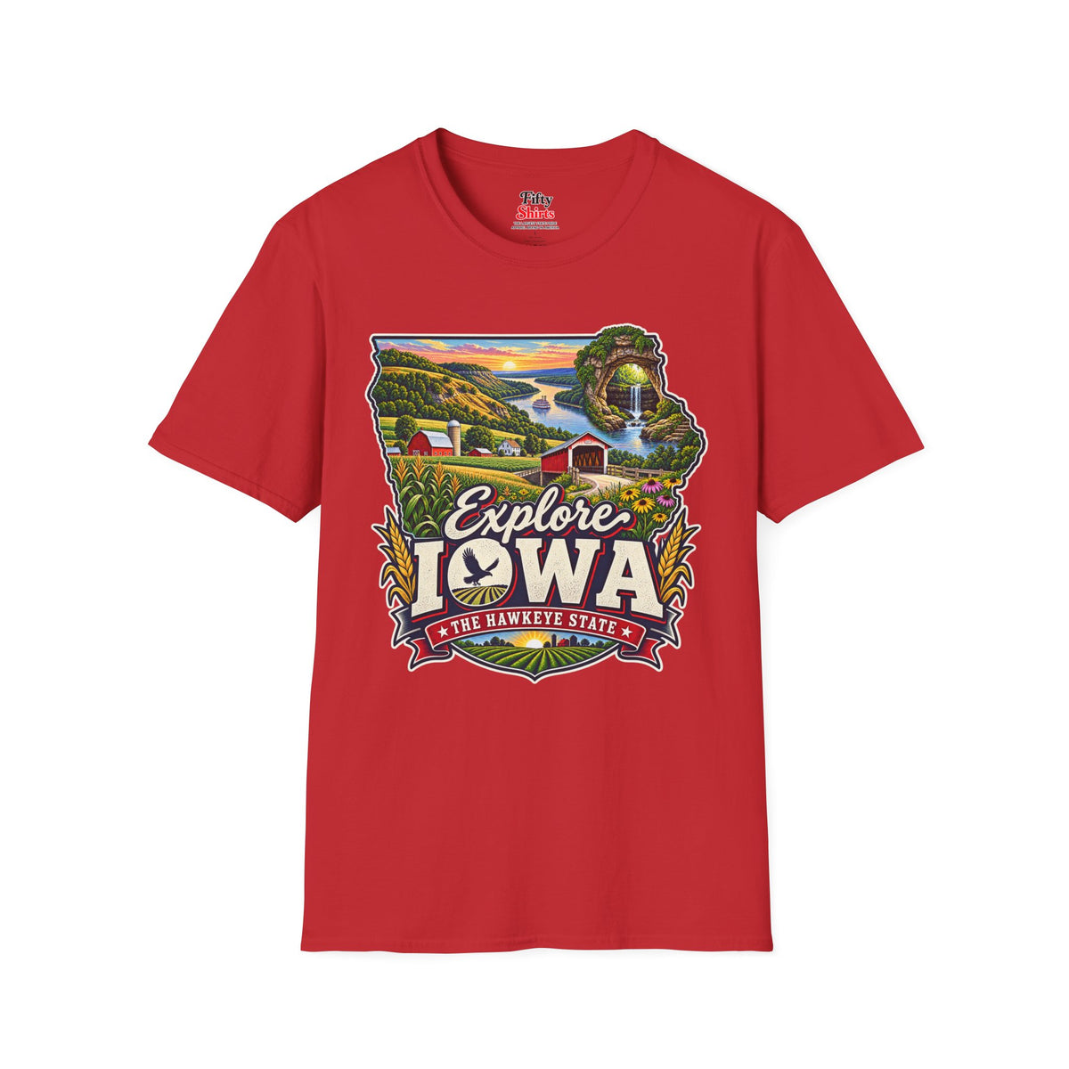 Explore Iowa Unisex Softstyle T Shirt State Pride Graphic Tee Collections FS03